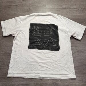 UNIQLO UT Keith Haring Shirt Mens XL White Cotton Subway Drawings Graphic Pocket